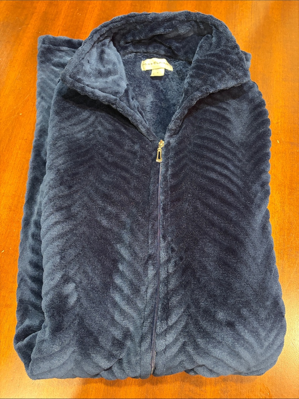 Miss Elaine Cozy Navy Fleece Short Robe/Nightie